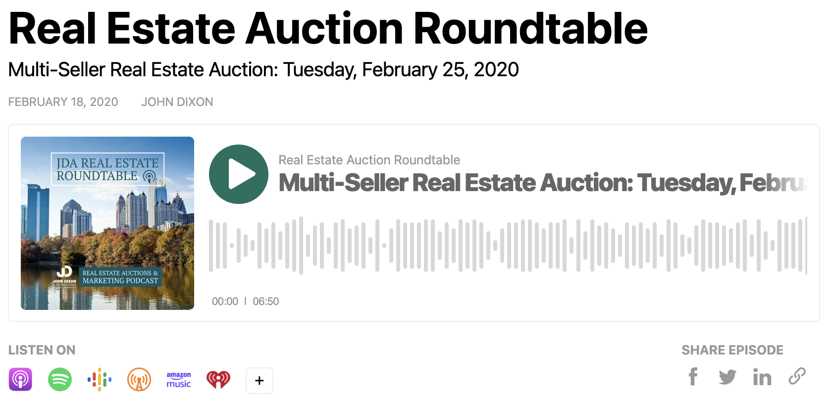 MultiSeller Real Estate Auction Tuesday, February 25, 2020 John